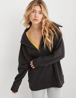 aerie down-to-earth quarter zip sweatshirt